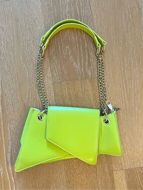 Neon Lime Geometric Chain Shoulder Bag used